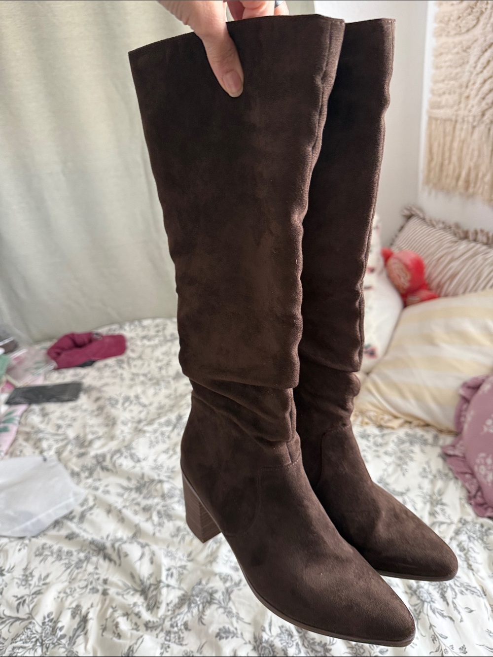 Universal Thread Dark Brown Suede Knee-High Block Heel Boots